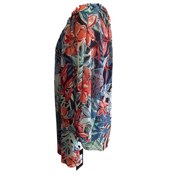 Jones New York Pacific Navy Multi Floral Print Lined Off-Shoulder Blouse PXL - Picture 2 of 8